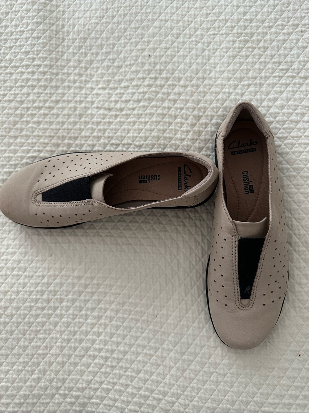 Clarks Women's Taupe Perforated Slip-On Comfort Loafers